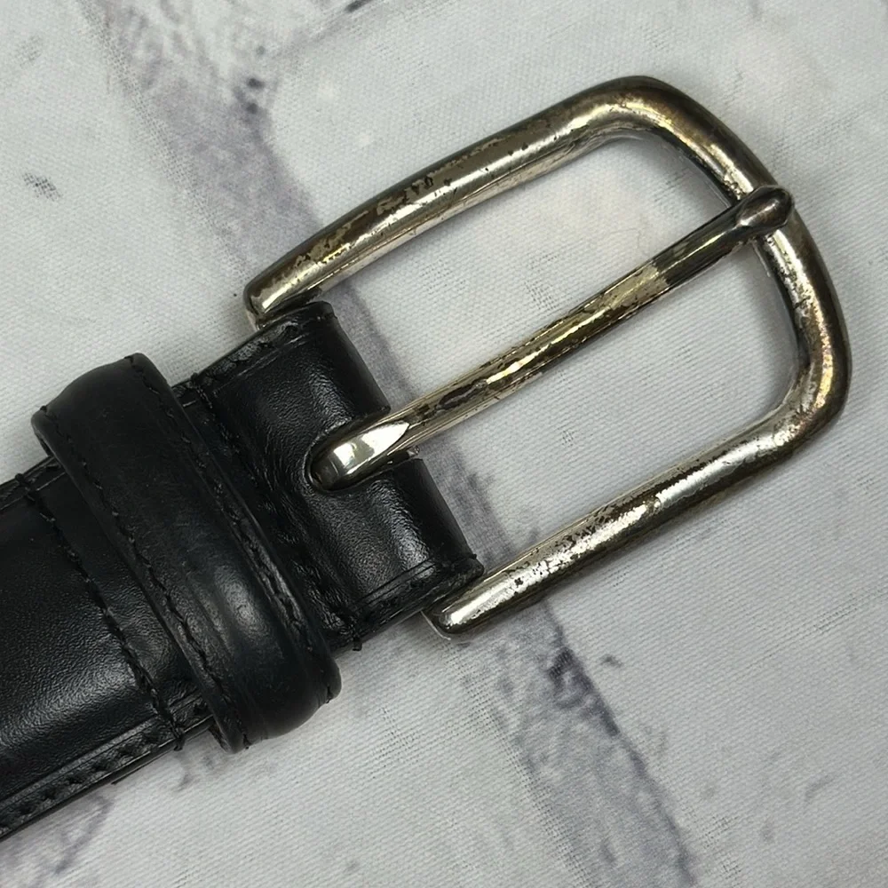 Polo Ralph Lauren Genuine Leather Belt Black with Brass Buckle Horse Logo